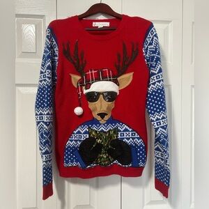 Ugly Christmas Sweater red Camo Deer Size M